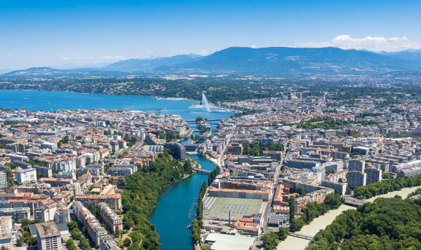 Vue aérienne sur Genève